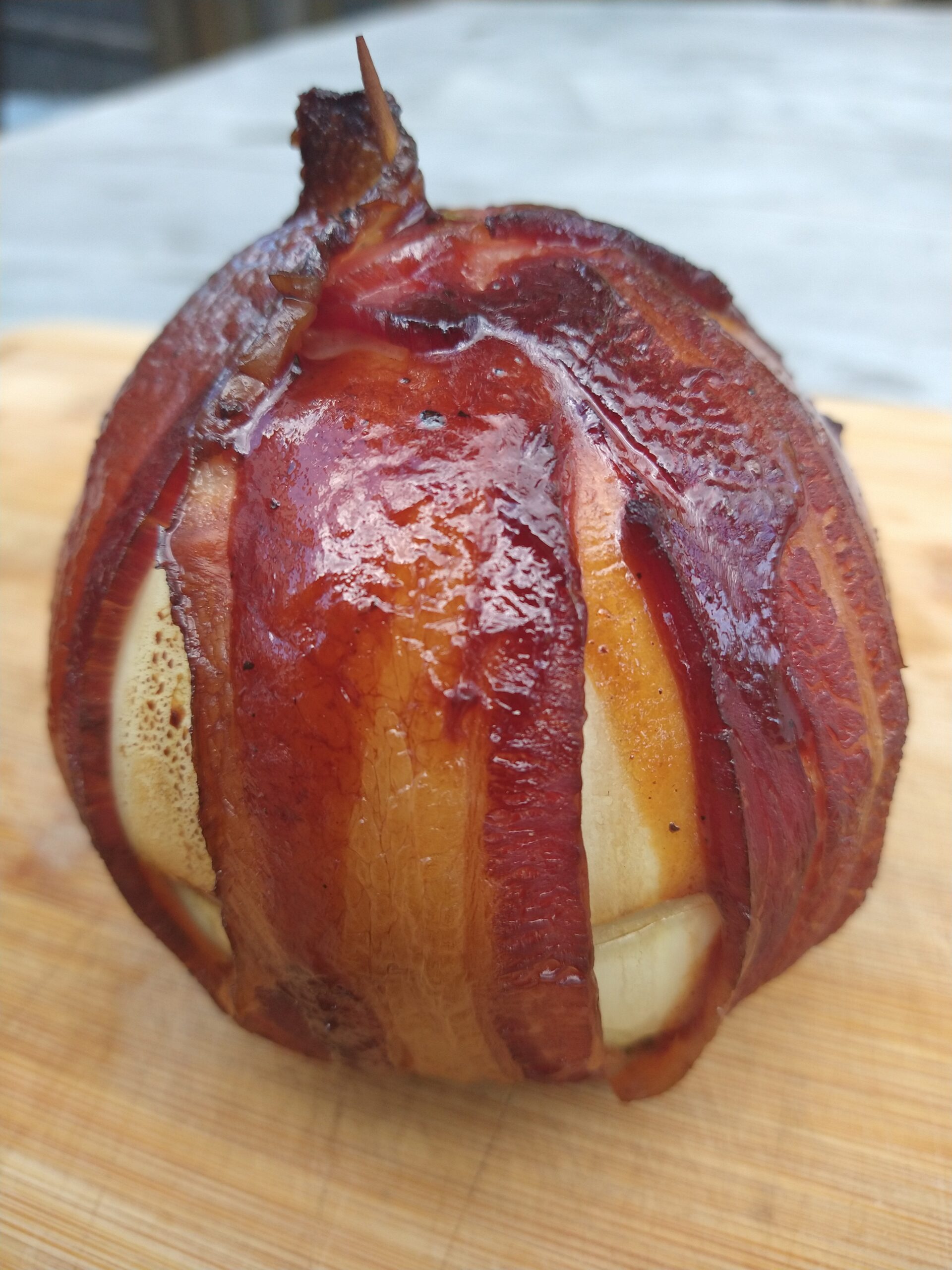 Bacon Wrapped Onion Bombs What's Smoking